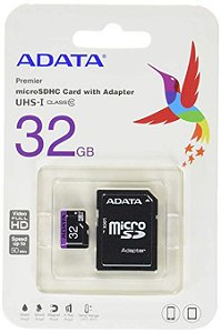 Cartão de Memória SD ADATA CLASS 10 UHSI 32GB micro + adaptador