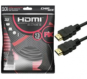 Cabo HDMI 10M Versão 20 4K 19 pinos