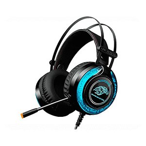 Headset Gamer KMEX Mic ARS930 Preto/Azul Led RGB
