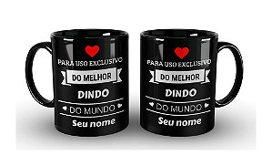 Caneca Dindo Preta 325 Ml De Porcelana