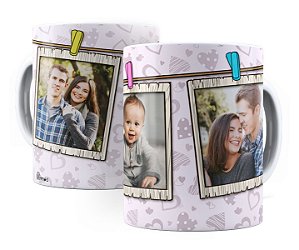 Caneca Personalizada Com 3 Fotos 325 Ml De Porcelana