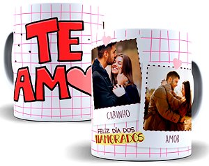 Caneca Dia Dos Namorados Com 2 Foto 325 Ml Te Amo