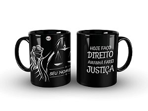 Caneca Preta Profissão Direito Com Seu Nome