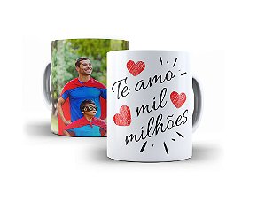 Caneca Te Amo Mil Milhões Com Sua Foto 325 Ml De Porcelana