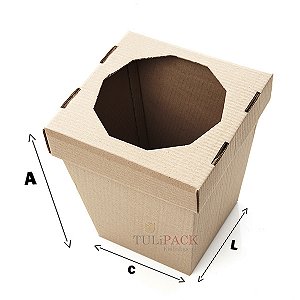 LIXEIRA DE PAPELÃO ONDULADO - MOD.P (Parda) C:26,5 X L:26,5 X A:32 CM. (500 UNIDADES)