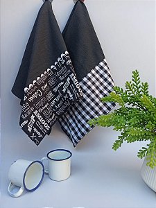 Panos de Copa Mix preto e branco - kit com 2 unidades