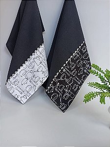 Pano de Copa tema Utensílios domésticos - kit com 2 unidades