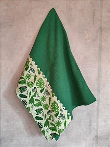 Pano de prato verde folhagens- kit com 2 unidades