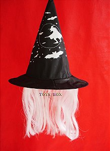 Chapéu de Bruxa com Cabelo Infantil Festa Halloween Fantasia ... Chapéu de Bruxa com Cabelo Infantil Festa Halloween Fantasia ...