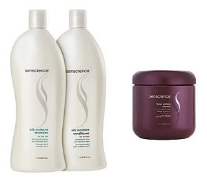 Kit Senscience Silk Moisture Shampoo + Condicionador 1L + Máscara Inner Restore Intensif 500ml 