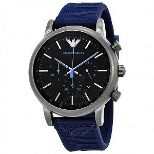 Relógio Masculino Empório Armani AR11023 Pulseira Azul Fundo Preto