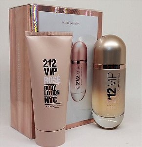 Kit Perfume 212 VIP Rosé Edp 80ml + Hidratante Corporal 100ml