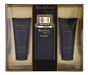 Kit Perfume Black Soul Imperial Ted Lapidus 100ml + Pós Barba 100ml + Gel de Banho 100ml
