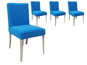 Capa de Cadeira Azul Claro Kit 4 Unidades