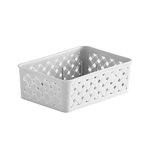 Cesto Organizador Rattan 19x13x6,5cm Branco