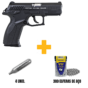 WINGUN W129 CO2 4,5MM + ALVOS + ESFERAS DE AÇO + CO2