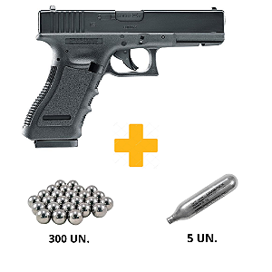 PISTOLA AIRGUN GLOCK G17 4.5 SLIDE METAL BLOW BACK - UMAREX