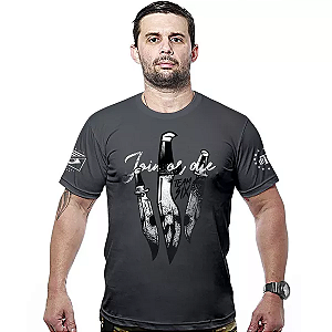 CAMISETA MASCULINA TATICAL KNIFE JOIN OR DIE - TEAMSIX