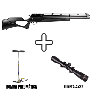 CARABINA DE PRESSÃO ROSSI R8 BLACK 5,5MM + LUNETA 4X32 + BOMBA PNEUMÁTICA