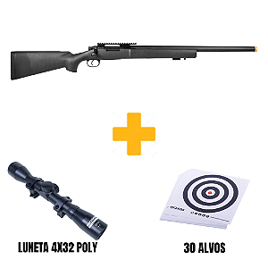 SNIPER AIRSOFT ROSSI SNIPER M24 STORM SPRING 6MM + LUNETA 4X32 POLY + ALVOS