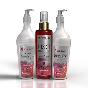 Kit Sensações Ecoplus (Shampoo 400mL + Máscara 400mL + Liso Mágico 200ml)