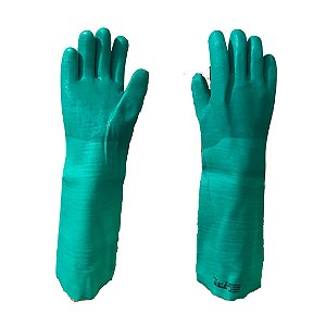 LUVA PVC FORRADA PALMA ÁSPERA PLASTCOR VERDE 45CM C.A 34570