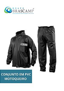 CONJUNTO CAPA CHUVA BRASCAMP MOTOCICLISTA EMBORACHADA IMPERMÍAVEL COM GOLA