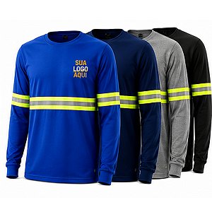 KIT COM 5 CAMISETAS MANGA LONGA COM FAIXA REFLETIVA K2M PERSONALIZADAS