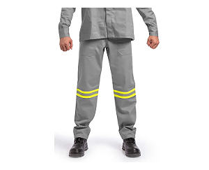 CALÇA NR10 RISCO 2 VINILSEG CINZA COM REFLETIVO AMARELO CA 50305