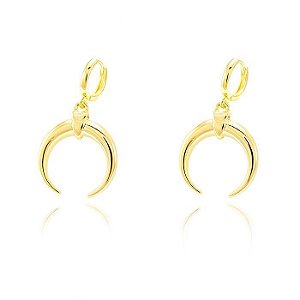 Brinco Argola Lua Folheado Ouro Amarelo 18K