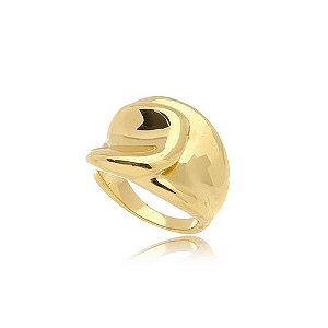 Anel Glamour Liso Folheado Ouro Amarelo 18k