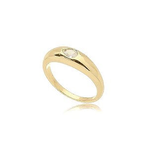 Anel Cristal Gota Folheado Ouro Amarelo 18k