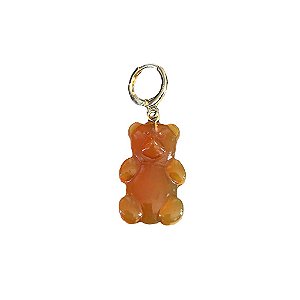 Pingente Urso Gummy Laranja Folheado Ouro Amarelo 18k