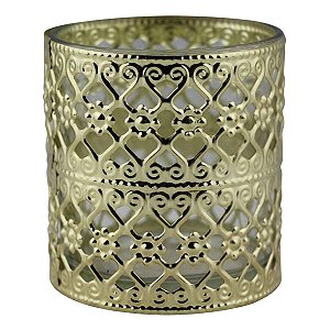 Castiçal Decorativo Luxo de Vidro e Metal Dourado