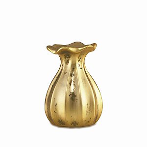 Vaso Decorativo Dourado Cerâmica
