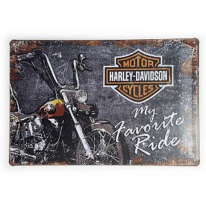 Placa Decorativa de Metal Harley Davidson My Favorite Ride