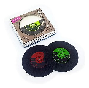 Porta Copos Disco de Vinil Record Coasters em Silicone - 2 Pecas