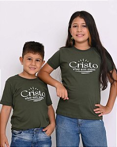 Camiseta Infantil Cristo Vive Verde