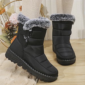 Botas de neve impermeáveis para mulheres, botas de pelúcia falsa, tamanho positivo, sapatos de algodão quente antiderrapantes, inverno, 2023