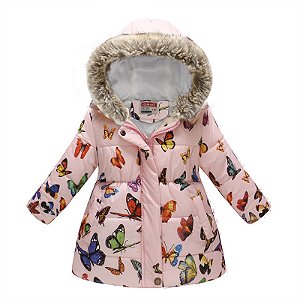 Jaqueta Parka Infantil com Capuz Meninas casaco de inverno