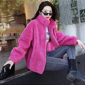 Casaco Feminino Grosso com Gola de Pelúcia | Quente, Elegante e Ideal para o Inverno