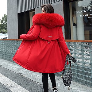 Parka de inverno mulheres jaqueta roupas casaco longo forro de Pelucia Sobretudo Estilo Europeu de luxo