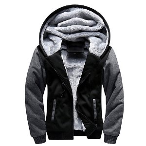 Blusa de moletom forrada grossa peluciada com capuz