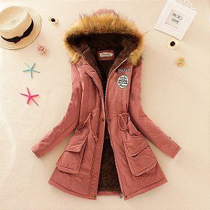 Parka casaco jaqueta feminino forrado com capuz blusa de inverno 2021