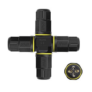 Conector Junção 4 cabos 4 vias M20 IP68 Impermeável 450V 24A