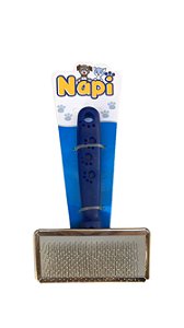 Rasqueadeira para Cães e Gatos Azul com Cabo de Plástico