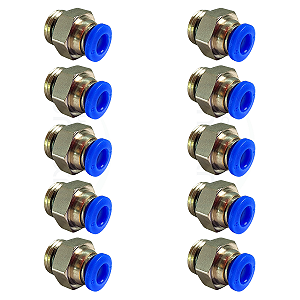 KIT 10UN CONEXÃO RETA MACHO 6MM 1/4 BSP