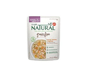 Guabi Natural Grain Free Sachê Gato Adulto Castrado Frango, Salmão e Vegetais 85g