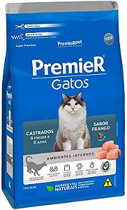 Ração Premier para Gatos Castrados de 6 meses a 6 anos Sabor Frango