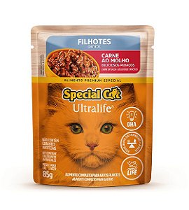 Ração Úmida Special Cat Sachê para Gatos Filhotes Sabor Carne 85g